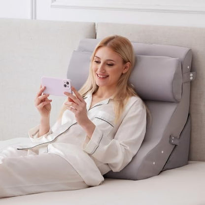 Ruqmuis Wedge Pillow Set for After Surgery, Bed Wedge Pillow, Plush Grey - color: Plush Grey, size: 3pcs