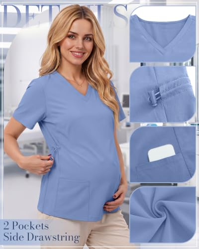 Neer Women's Maternity Scrub Top - color: Light Blue, size: XX-Large