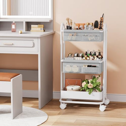 Modanais Baby Diaper Caddy Organizer Cart - 3 Tier Rolling Cart, Light Gray - color: Light Gray