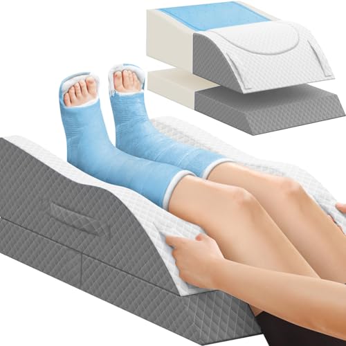 TranquilRelax Leg Elevation Pillows for After Surgery, Wedge Pillow, Grey - color: Grey, size: Double Leg(Upgraded)