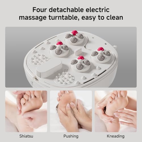 11.5-inch Foot Spa with Four Detachable Electric Massage Turntables, Featuring Circular Water Column Surfing Technology, Built-in Timer, and Intelligent Water Temperature Control
