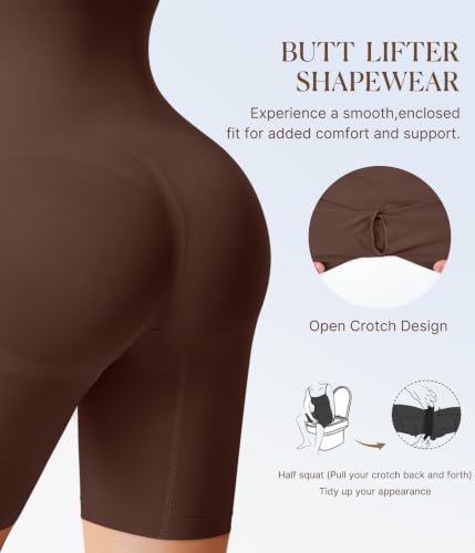 BRABIC Bodysuits for Women Seamless Shapewear Tummy Control Body Shaper - color: Chocolate Brown, size: Medium