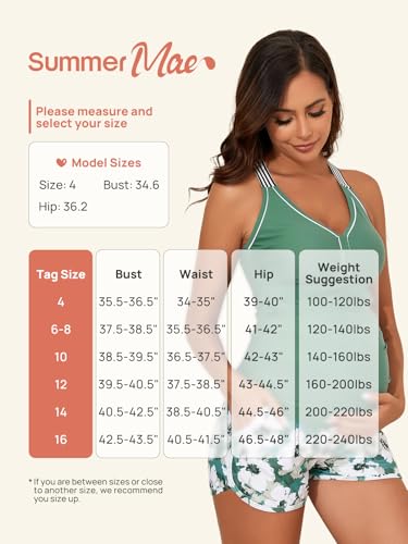 Summer Mae Maternity Two Piece Cross Back Tankini Swimsuit with Pockets - color: Dewdrop Blooms, size: 10