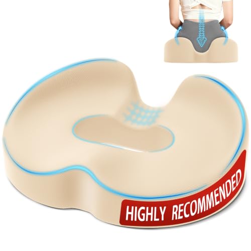 Donut Pillow Seat Cushion Memory Foam Lifting Cushions, Khaki - color: Khaki