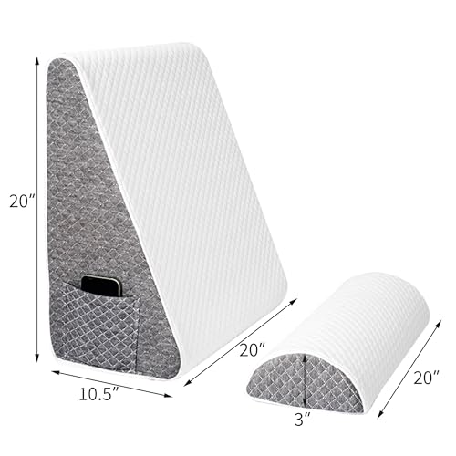 Wedge Pillow Set for After Surgery,White/Dark Grey,2PCS-20 - color: White/Dark Grey, size: 2PCS-20''