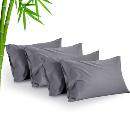 BEDELITE Cooling Pillow Cases for Hot Sleepers & Night Sweats, Rayon Derived from Bamboo, Grey Pillow Cases Queen Size Set of 4, Breathable and Silky Soft Envelope Pillowcases (20"x30") - color: Grey, size: 4 Pack Queen（20"X 30"）