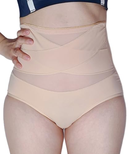Postpartum Compression Underwear for Women High Waisted Lightweight Breathable C Section Recovery Panties - color: Beige, size: Medium