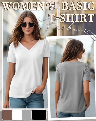 4 Pack Women's Nursing Maternity Shirts - color: Black, Light Gray, White, Coffee, size: Medium