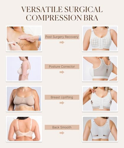 BRABIC Surgical Bra for Post Surgery Mastectomy Compression - color: White, size: XX-Large
