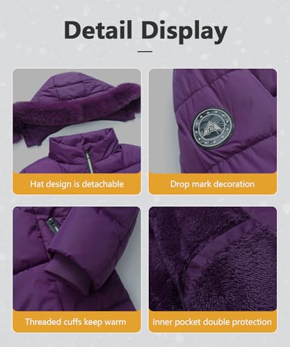 Women's Long Warm Winter Puffer Jacket Lightweight Fashions Down Coats - color: Purple, size: Small