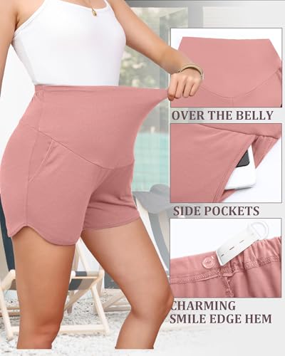 3 Pack Women's Maternity Shorts - color: Black, Gray Green, Gray Pink, size: Small