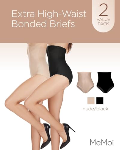 MeMoi 2 Pack Extra High Waist Womens Briefs, Full Coverage Shapewear Underwear, Breathable Ladies Briefs - Sizes M-4X - size: Medium