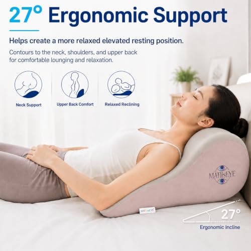 Memory Foam Wedge Pillow, Contoured Firm 50D Support, Pink Grey - color: Pink Grey