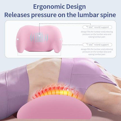 Lumbar Support Pillow for Office Chair, Memory Foam Car Back Cushion - color: Pink