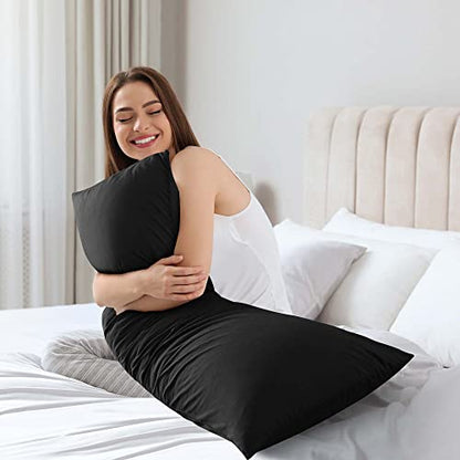 WhatsBedding Memory Foam Body Pillow with Cover, Long Bed Pillow for Adults - color: Black