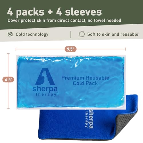 Flexible Cold Gel Ice Pack Reusable, 9.5" x 4.5", 4 Pack - style: Cold