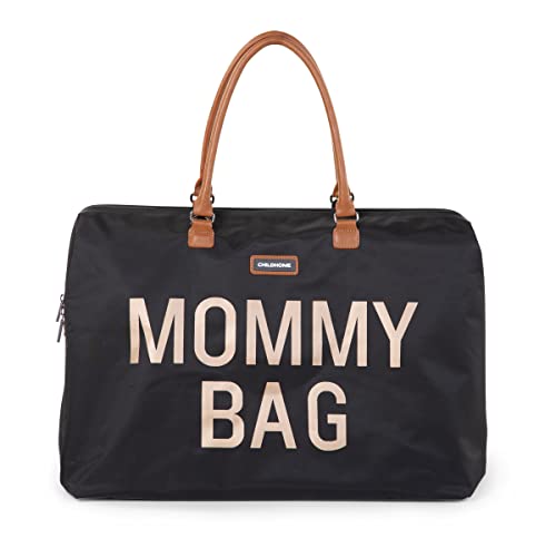 Childhome The Original Mommy Bag – Large Baby Diaper Bag, Mommy Hospital Tote and Travel Tote, Pregnancy Must Haves (Black Gold) - style: Mommy Blackgold