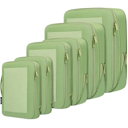 BAGAIL 4 Set/6 Set/8 Set Compression Packing Cubes Travel Accessories Expandable Packing Organizers (Square Mesh, 06-Matcha Green) - color: 06-Matcha Green, style: Square Mesh