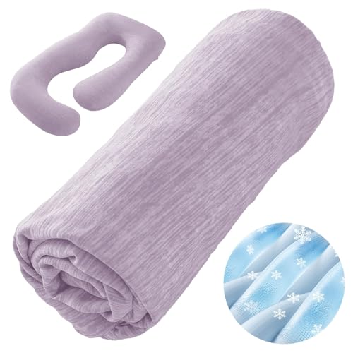 Sasttie Cooling Pregnancy Pillow Cover for 57-inch Maternity Pillow, Purple - color: Purple