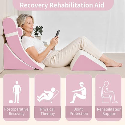 Wedge Pillow Set for After Surgery,White/Pink,4PCS-22 - color: White/Pink, size: 4PCS-22''