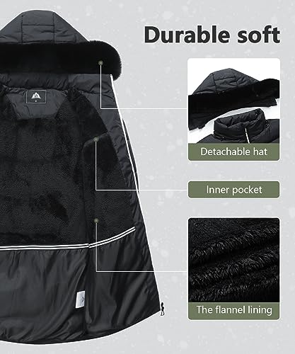 Women's Long Warm Winter Puffer Jacket Lightweight Fashions Down Coats - color: Black, size: XX-Large