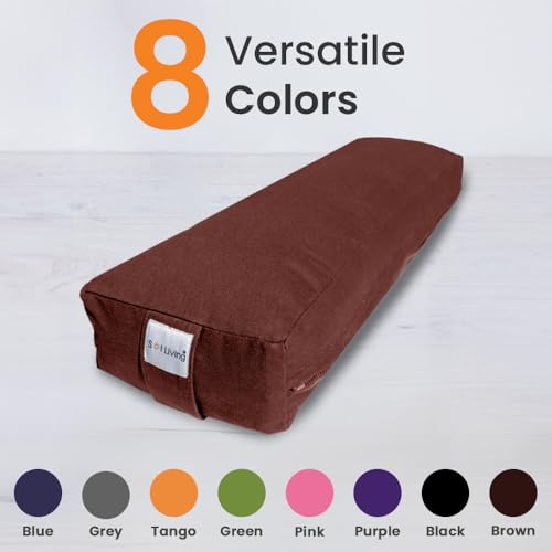 Sol Living Rectangular Yoga Bolster Meditation Pillow, Extra Firm Cotton - color: Brown, size: Rectangular 26" x 8" x 5"