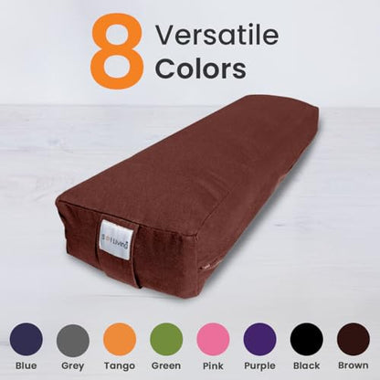 Sol Living Rectangular Yoga Bolster Meditation Pillow, Extra Firm Cotton - color: Brown, size: Rectangular 26" x 8" x 5"
