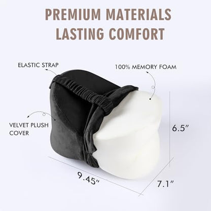 Black Knee Pillow for Side Sleepers - Memory Foam Between Leg Pillows for Sciatica Pain Relief, Hip/Leg/Ankle Support with Non-slip Strap, Spine Alignment for Pregnancy, Post-Surgery Recovery