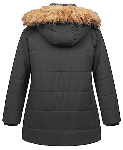 Chrisuno Women's Plus Size Winter Coat Waterproof Long Puffer Jacket Warm Thicken Parka with Removable Fur Hood - color: Dark Grey, size: 4X