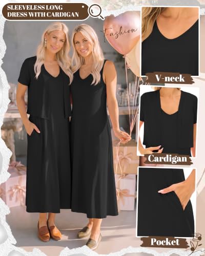 2 Piece Maternity Dress Outfits Set - color: Black, size: Medium