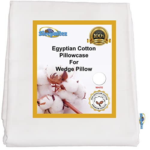 Sleepnitez 8" Wedge Pillow Case Cover, 100% Egyptian Cotton Sateen, White