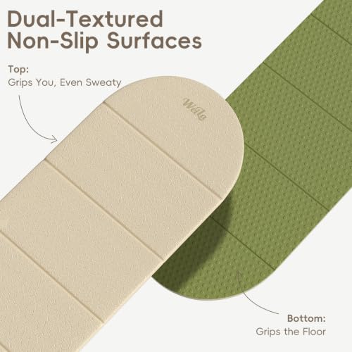 WeiLa Foldable Yoga Mat,10mm Extra Thick,Extra Long (75"x26") for Women&Men - color: Cream & Matcha Green