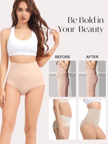 OVRUNS Tummy Control Shapewear Panties for Women High Waisted Compression Underwear C Section Postpartum Full Coverage Briefs - color: Nude, size: X-Large