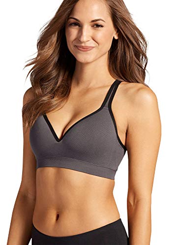 Jockey Women's Active Mid Impact Molded Cup Seamless Sports Bra - color: Iron Grey, size: Small