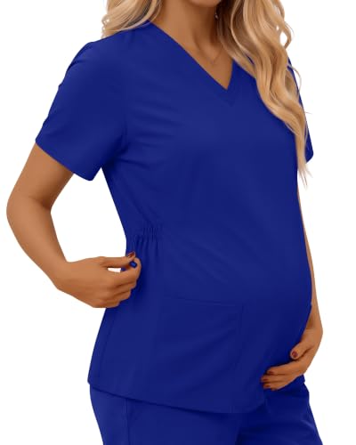 Neer Women's Maternity Scrub Top - color: Sapphire Blue, size: Small