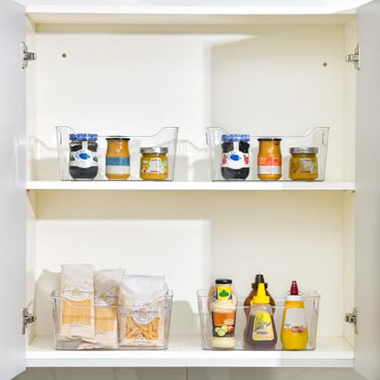 Clear Plastic Storage Bins - 12 Pack Pantry Organizers and Storage, Clear Pantry Organizer Bins, X-Large Plastic Containers with Handle for Kitchen, Cabinet, Bathroom, Classroom Organization - size: X-Large