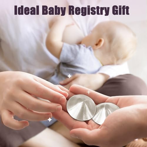 Boboduck Silver Nursing Cups - Silver Nipple Covers Breastfeeding for Protect and Soothe Sore Nipples, Silver Nipple Shields for Nursing Newborn, Nursing Pads Breastfeeding Newborn Essentials