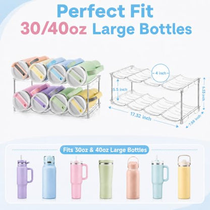Stackable Water Bottle Organizer for Cabinet for Stanley 40 oz Tumbler - size: 2 Pack