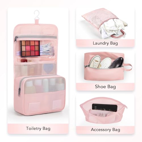 OlarHike 8 Set Compression Packing Cubes for Travel Essentials,Compressible Expandable Space Saver Bags for Organizing Clothes,Luggage Suitcase Garment Bags with Over 1000 pcs Mesh Holes(Pink) - color: Pink