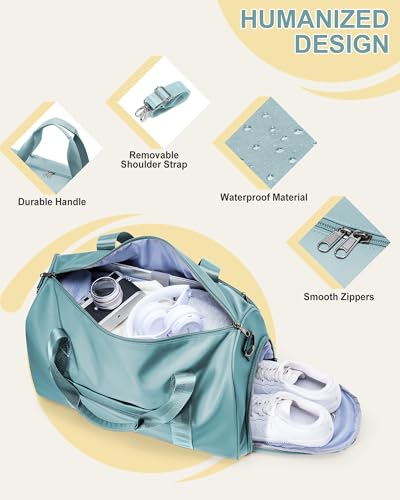 Travel Weekender Bags with Shoe Compartment Overnight Bag Light Blue - color: K4-Light Blue