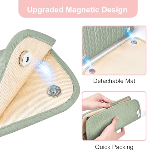 KarSyon Hair Tools Travel Bag with Hot Tool Mat 2 in 1 Organizer Bags - color: Sage Green