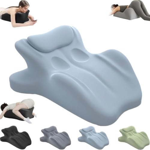 RSN Ergonomic Foam Wedge Pillow, 27° Angled Support for Neck and Waist, Multi-Position Support Pillow (Blue) - color: Blue
