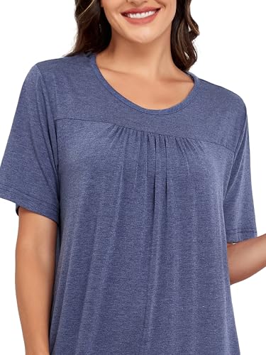 Hospital Gowns for Women Open Back with Snaps - color: Navy Blue, size: Large