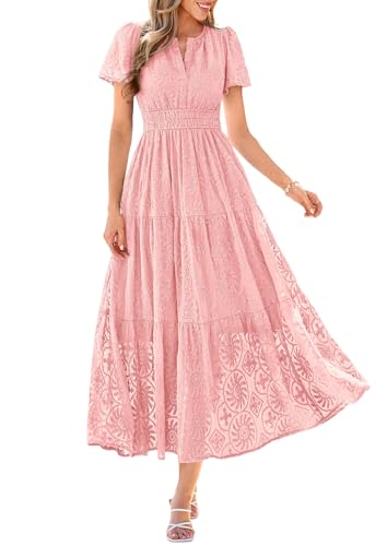 PRETTYGARDEN Womens Maxi Embroidered Wedding Guest Dress - color: Pink, size: Medium