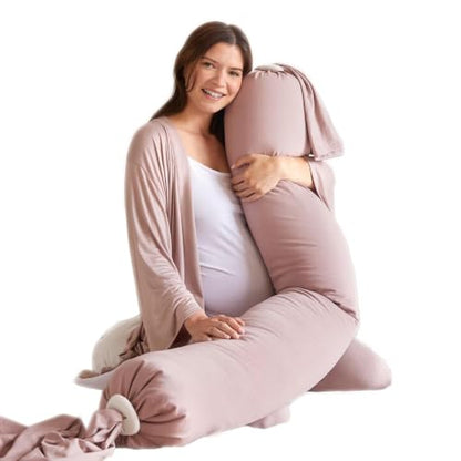 bbhugme Pregnancy Pillow, Dusty Pink - Adjustable Firmness & Shape