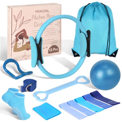 Pilates Kit for Women 13PCS, Pilates Ring Ball Resistance Bands Workout Set - color: Blue