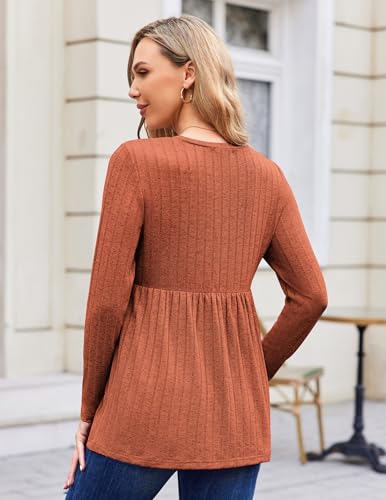 Maternity Shirts Dressy Long Sleeve Pregnancy Fall Tops Work Blouses - color: D-caramel, size: Medium