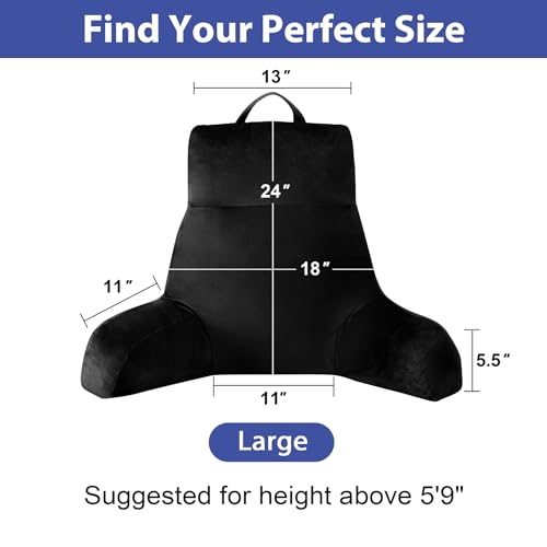 IPYNBAP Back Pillow for Bed Sitting up, Reading Pillow, 24 Inch, Black - color: Black, size: Large(24inch)