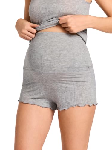 MOMANDA Modal Ribbed Maternity Lounge Shorts - color: Moon Heather Grey, size: X-Small