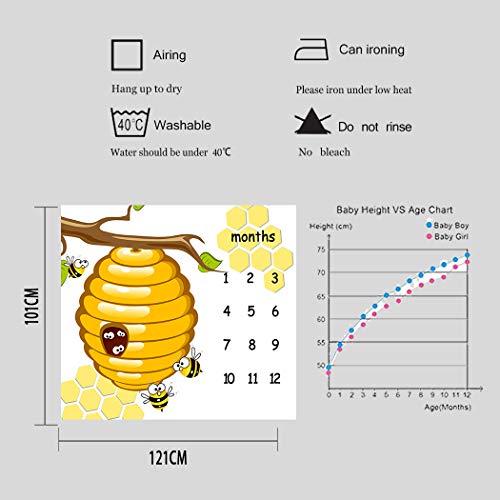 Honeycomb Theme Baby Monthly Milestone Blanket, Soft Flannel, 48x40in - size: 48x40in